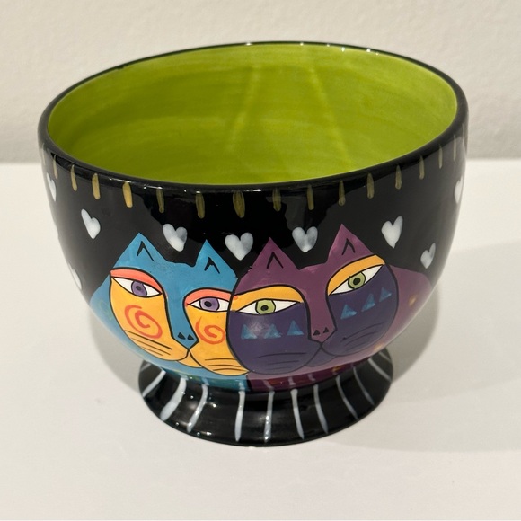 Laurel Burch Ganz Folk Art Footed Bowl – Two Cats Design - Picture 7 of 10